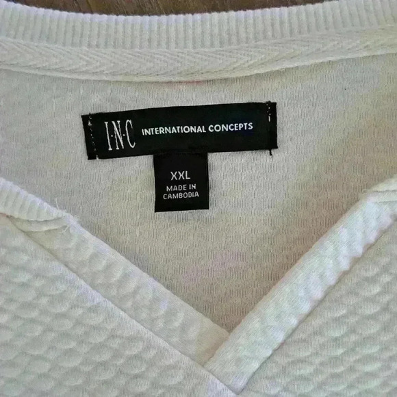 INC V neck Pullover Sweater Top -  Color: Cream - Size: XXL - Picture 6 of 9